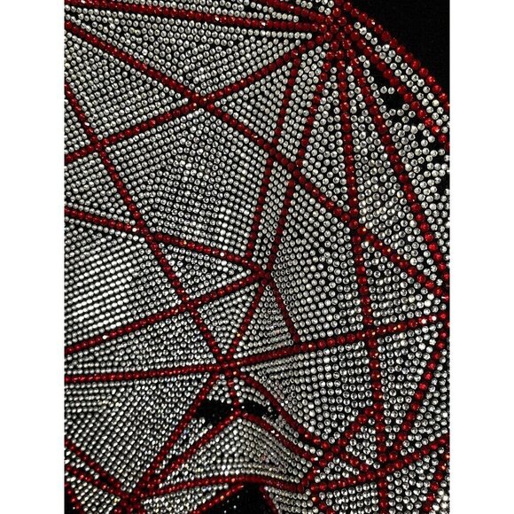 Skull Rhinestone Sweatshirt L Black Grunge Punk Rock n Roll Festive Holiday Chic - Picture 3 of 10